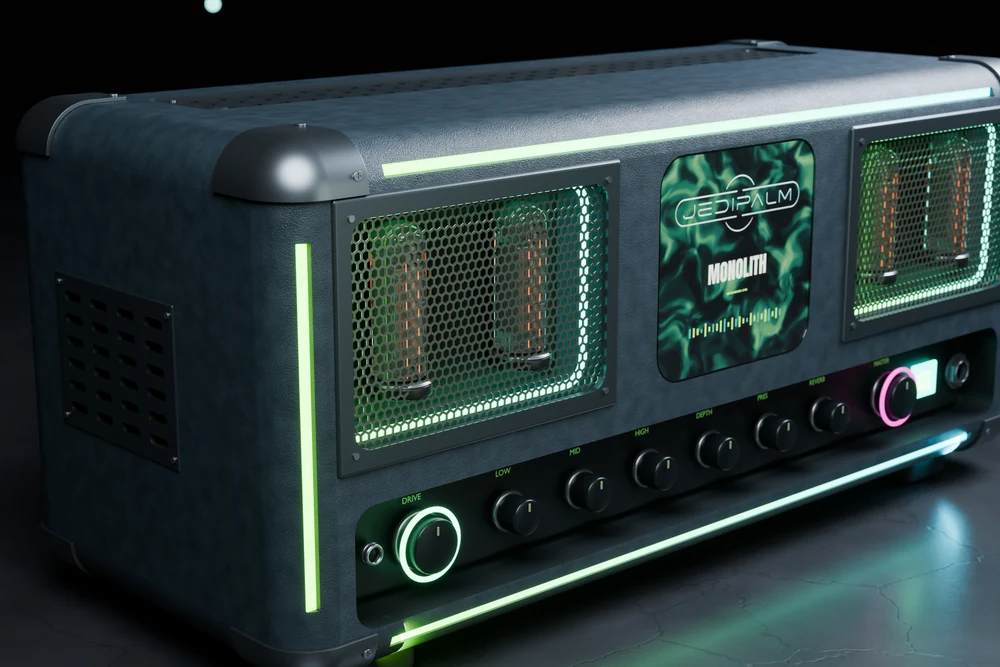 Close-up artwork for Monolith’s high-gain amplifier controls