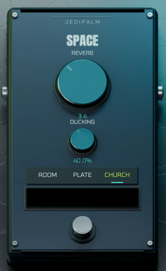 Lifeblood Space pedal with Reverb and Ducking controls, Room/Plate/Church selection and wet-decay LCD